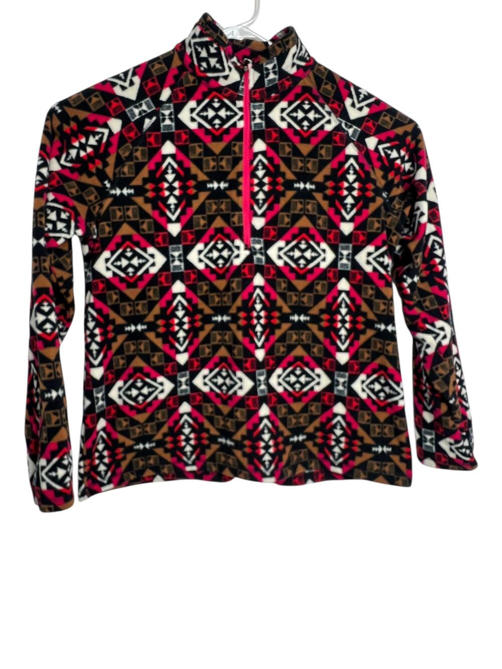 Eddie Bauer Pullover Womens XL Fleece Half Zip Aztec Geometric Fall Outdoors